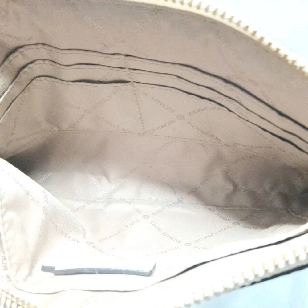 Michael Kors  Leather Clutch Purse Off White Tassel & Key Ring Accents